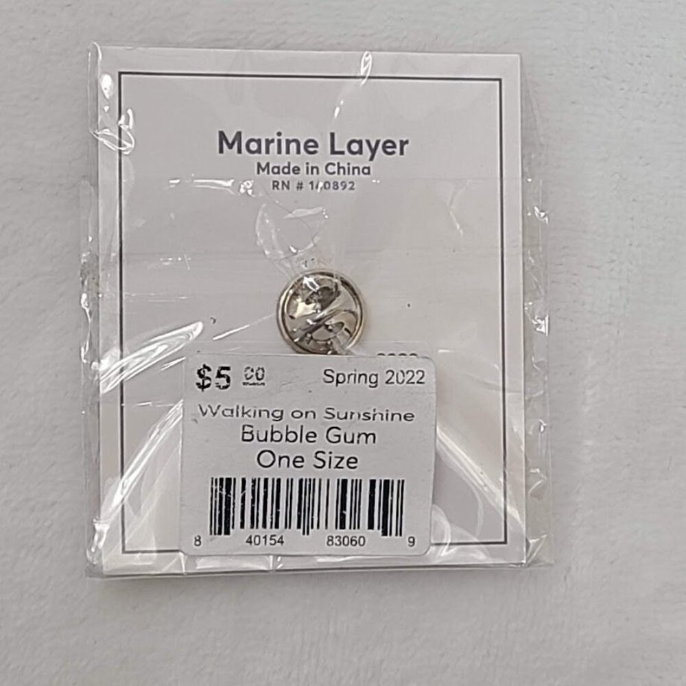 Marine Layer Enamel Pin Bubble Gum Pink Ribbon Pin It to Win It Spring 2022 NIP - Picture 3 of 5